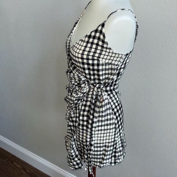 Free People Nadia Houndstooth wrap dress Sz 0 XS black - Picture 5 of 12